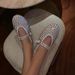 Large Round Toe Leather Rhinestone For Women's Outdoor Wear, 2025 Summer New Fashionable Versatile Single Shoe_voghion.com