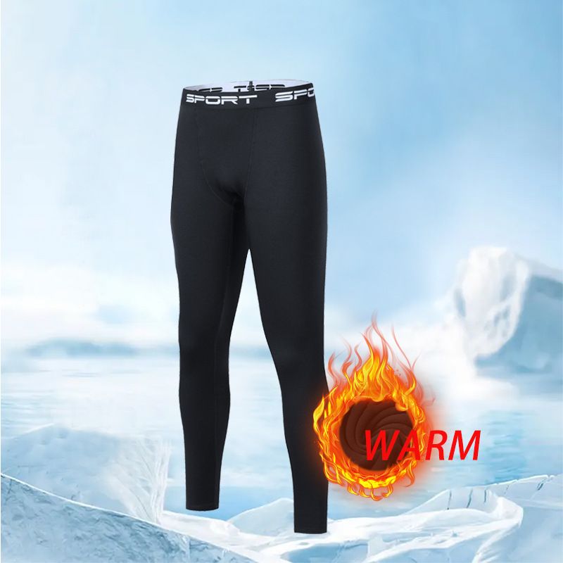 Men's Fleece-Lined Compression Workout Pants - High Elasticity, Quick-Dry, Thermal Training & Basketball Leggings For Gym & Outdoor Sports_voghion.com