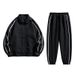001 3D Men's Spring And Autumn Waffle Grid Casual Sports Suit Lapel Jacket Jogger Pants Two-Piece Set_voghion.com
