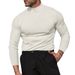 Herren-Strickpullover aus deutscher Wollmischung – Leichter Pullover mit mittellangem Halsausschnitt (Khaki/Schwarz/Weiß, XS-XXXL)_voghion.com