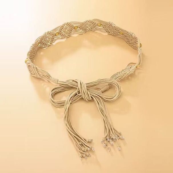 Ethnic Style Woven Belt For Women, Dress Decoration, Hanfu Cinching Tassel Waist Chain Accessory_voghion.com