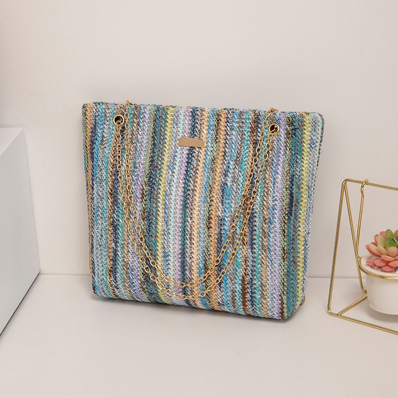 Damentaschen Strohtasche Neue Tasche Farbe Gewebte Tasche Kettentasche Persönlichkeit Eimertasche_voghion.com