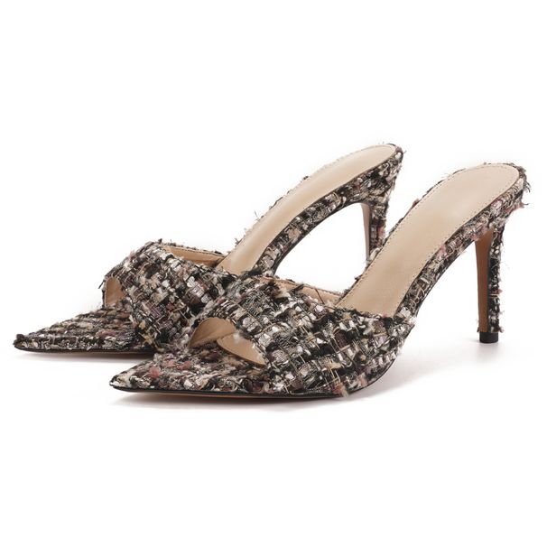 Dámské boty Kotěcí podpatek Ovčí kůže Vysoké podpatky Vlněné boty Malá vůně Styl Temperament Celebrita Polosklouznutí Krásné sandály s otevřenou špičkou na jehlách_voghion.com