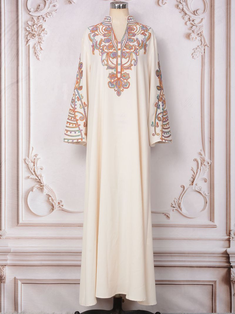 Women's Clothing Muslim women's robe summer ins new Dubai travel banquet fashion dress rope embroidery dress_voghion.com