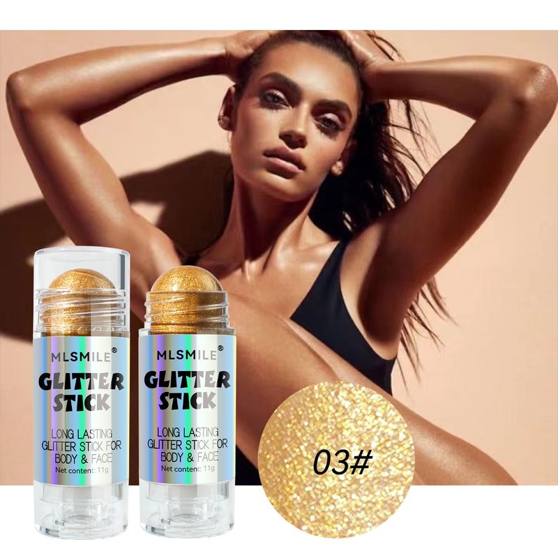 MLSMILE Diamond Sequin Highlighter Cream Pearlescent Fine Flash Natural Three Dimensional Face Contouring Body Brightening Body Highlighter Stick_voghion.com