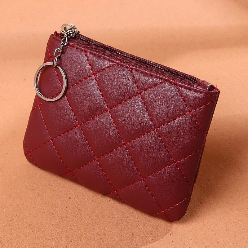 Portamonete unisex con portachiavi in ​​pelle PU con zip. Portamonete piccolo alla moda_voghion.com