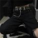 Gürtel weibliche koreanische Ins Hottie dunkle Persönlichkeit zweireihige Metallkette dekorative vielseitige Punk Herren Gürtel Flut_voghion.com