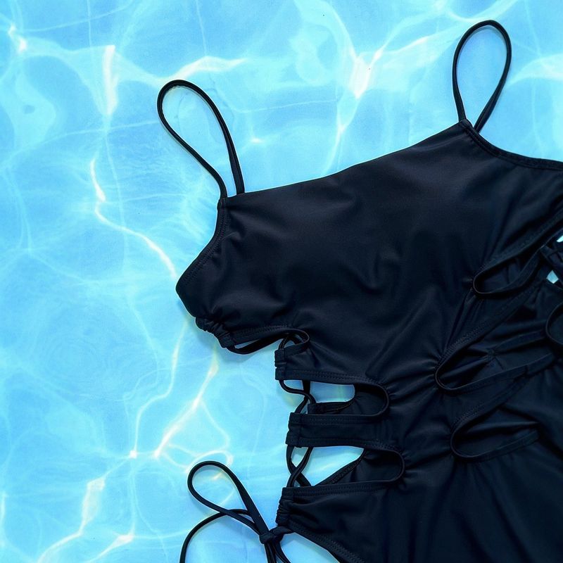 Women's One Piece Swimsuit - Solid Color Hollow Out Bikini With Chest Pad, No Steel Support, Nylon Fabric For Swimming​_voghion.com