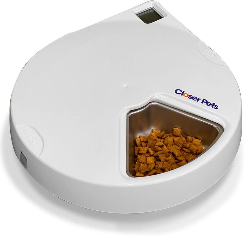 Closer Pets C500 5-Napf-Futterautomat Mit Digitalem Timer – 5-Mahlzeiten-Futterautomat Mit Edelstahlnapf und Kühlakkus Nass- Oder Trockenfutter 5 Ma_voghion.com