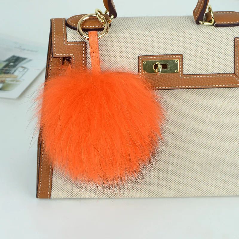 15cm Fluffy Real Raccoon Ball Pom Poms Fur Pompom High Quality Keychain Key Chain Metal Ring Pendant For Women F281_voghion.com