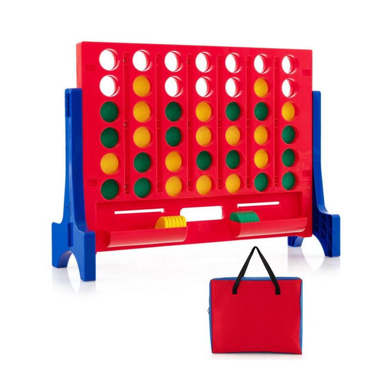 Jumbo 4-to-Score Connect Game Set with Carrying Bag and 42 Coins_voghion.com