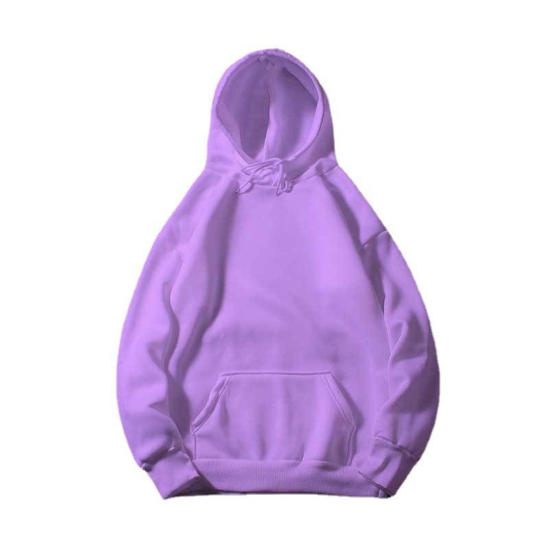 New loose blank with plush solid color spring and autumn fashion brand hoodie Hoodie pattern_voghion.com