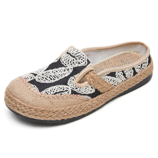 Scarpe casual da donna in tessuto intrecciato con semirimorchio ricamato_voghion.com