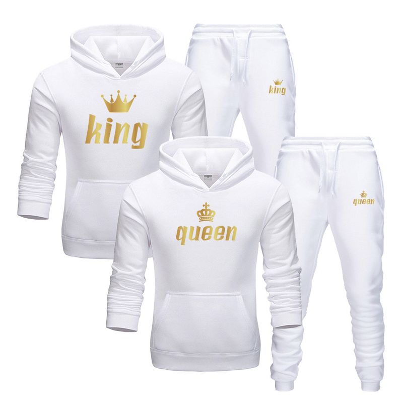 Fashion brand autumn and winter plush sports set King Queen couple set men's and women's sweater set_voghion.com