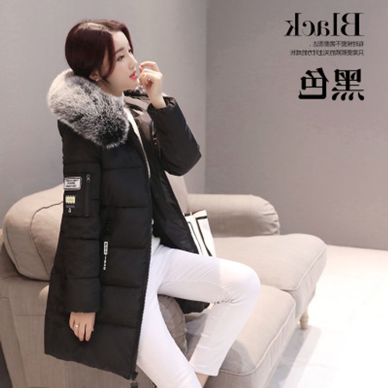 Women's Korean version cotton-padded coat with large fur collar padded jacket_voghion.com