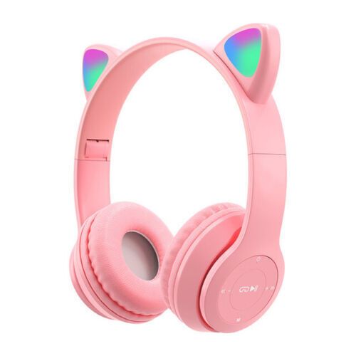 Kinder Kopfhörer Wireless Bluetooth Headset LED Lichter Katze Ohr Kopfhörer_voghion.com