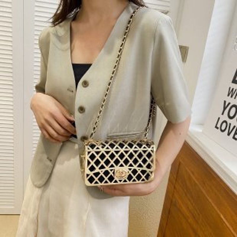 Xiaoxiang vent rhombique petit sac femmes 2023 été nouvelle mode petit sac carré haut de gamme sens chaîne épaule Messenger sac_voghion.com