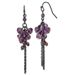 1928 Jewelry Black-plated Smokey Purple Glass Faceted Beads Cluster Dangle Earrings_voghion.com