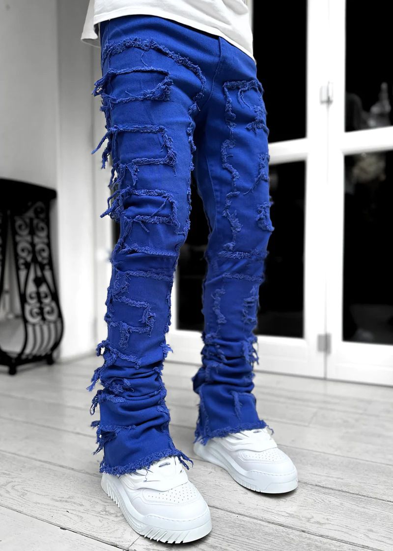 Trendy Street Herren Straight Fringe Micro Flared Jeans_voghion.com