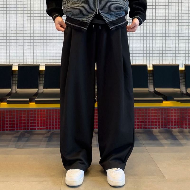 Men's Clothing drape straight casual pants men's autumn and winter cleanfit long pants Korean version loose wide leg pants_voghion.com