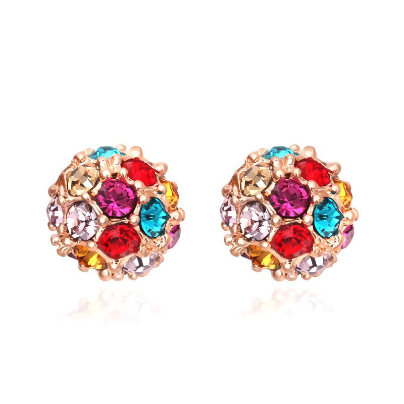 Unisex beliebter Schmuck Rosegold galvanisierte Mikro-Intarsien-Zirkon-Kugelohrringe Beliebte Damenohrringe_voghion.com