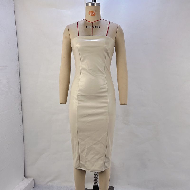 Abito da donna in pelle PU tinta unita, sexy, per pulire il seno, marsupio e natiche_voghion.com
