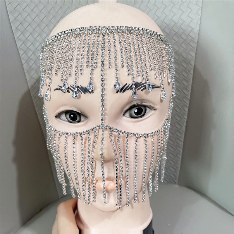 Weihnachtsschmuck, Vollgesichtsmaske mit Diamantquaste, auffällige Gesichtsmaske mit glänzendem Diamantkopfschmuck für Partys_voghion.com