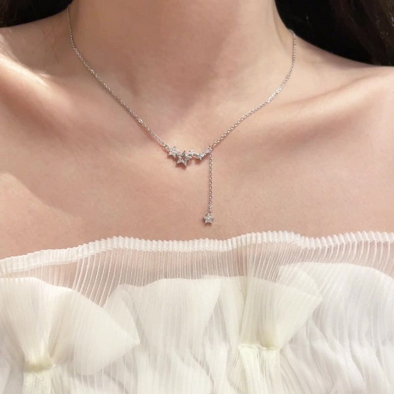 122000 People Collection Circon Star pušķu kaklarota sievietēm, nišas dizains, augstas klases sajūta, viegla greznība, daudzpusīga!_voghion.com