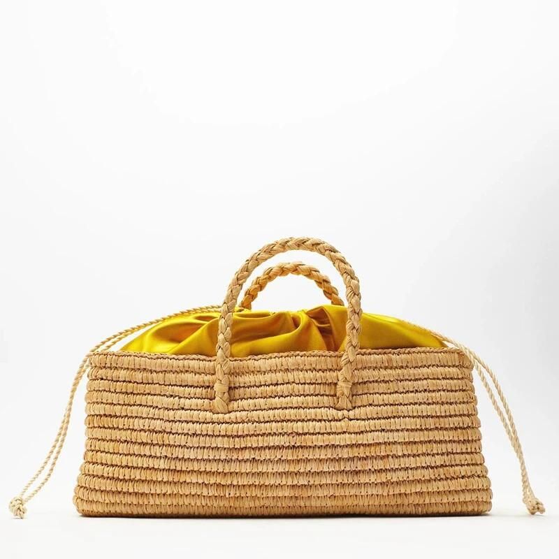 Shengjie Craft Neue Raffia-Handtasche, gewebt, handgestrickt, Strand-Strohtasche_voghion.com