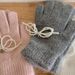 Pearl Bow Gloves Women's Winter Fingerless Knit Solid Color Style_voghion.com