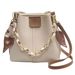High-End Women's 2024 New Simple Trendy Versatile Niche Color-Block Textured Scarf Chain Handheld Bucket Bag_voghion.com