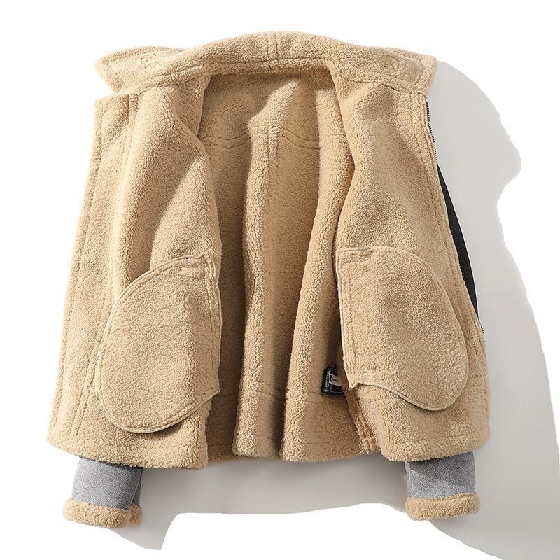 ​​Men's Oversized Faux Shearling Jacket – Fleece-Lined Winter Coat With Notch Lapel (Gray, M-5XL)​​_voghion.com
