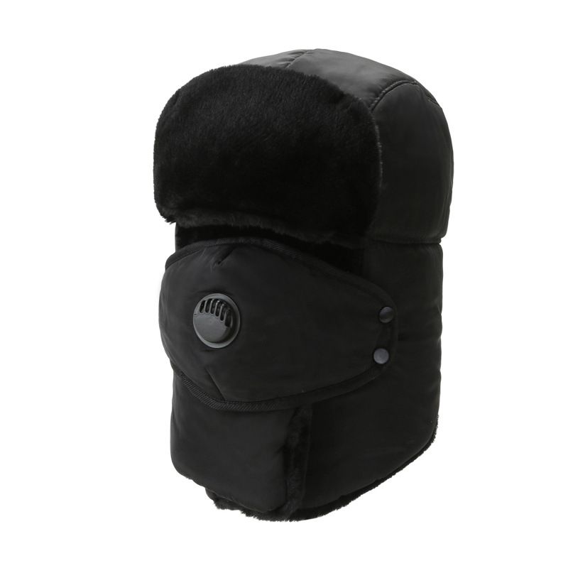 Máscaras femininas Viseira Chapéu Vento Neve Chapéu Inverno Masculino Feminino Chapéu de Algodão Espessado Válvula de Respiração ao Ar Livre Máscara Proteção Chapéu de Algodão Integrado_voghion.com