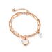 Pulsera de acero inoxidable con perla y corazón de melocotón versátil con personalidad de doble capa y temperamento frío para mujer._voghion.com