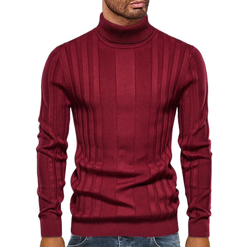 Men's Clothing 2024 Spring and Autumn New Men's Turtleneck Sweater Casual Knitted Basic Bottoming Shirt Men's Solid Color Pullover Large Size_voghion.com