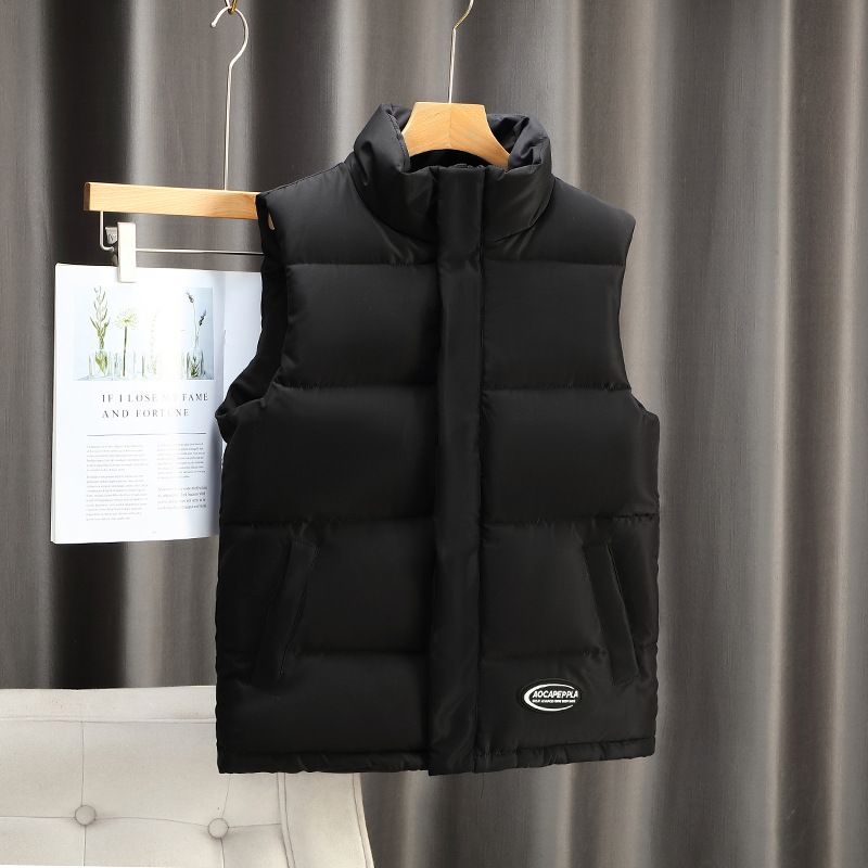   nouveau gilet de style coréen d'automne et d'hiver gilet à la mode col montant pour hommes et femmes du même style en duvet de coton veste polyvalente pour hommes_voghion.com