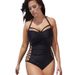 Women's Plus Size One-Piece Swimsuit With Cross-Back Ties - Sexy High Elasticity Swimwear For Beach & Pool_voghion.com