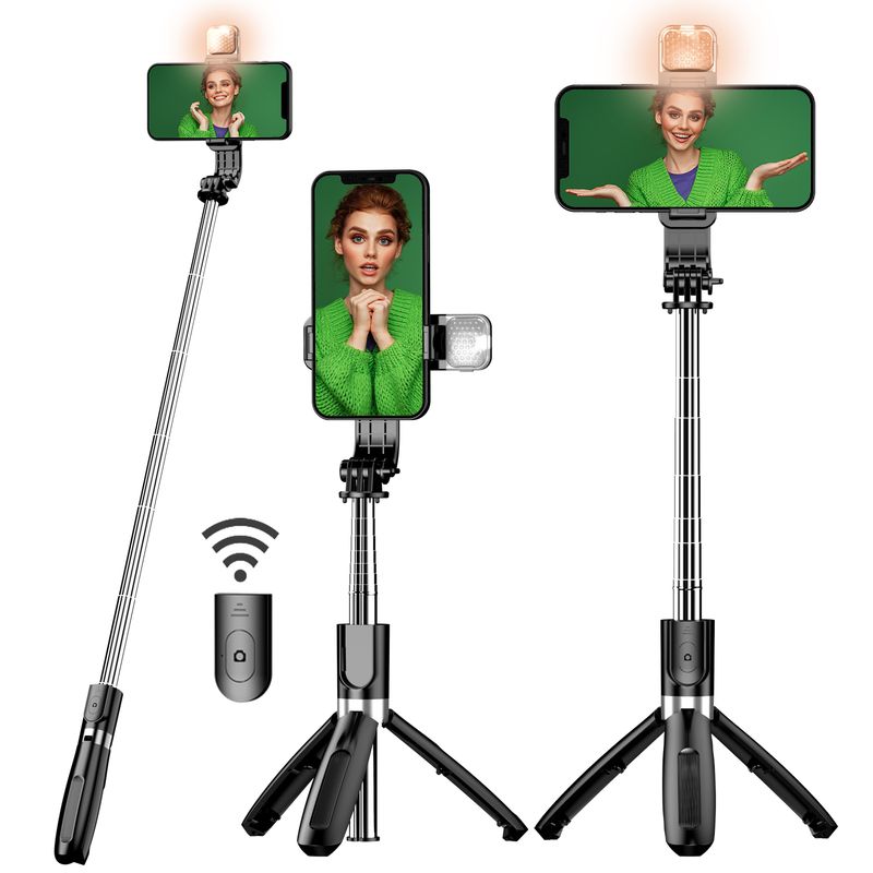 Self timer lever with filling light, 104cm expandable self timer tripod, with wireless remote control, 3-light_voghion.com