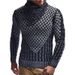 Maglione a collo alto da uomo – Pullover invernale a collo alto con bottoni | Vestibilità slim e orlo a coste_voghion.com
