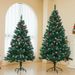 Flocked Pinecone Pre-Lit Artificial Christmas Tree With Auto Shaping – 1.2M/1.5M/1.8M/2.1M For Home, Hotel & Commercial Decor_voghion.com