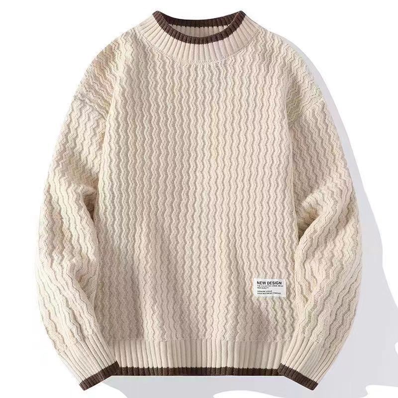 Maglione da uomo autunno e inverno più velluto spesso mezza dolcevita caldo adolescenti maglia fondo camicia alla moda_voghion.com