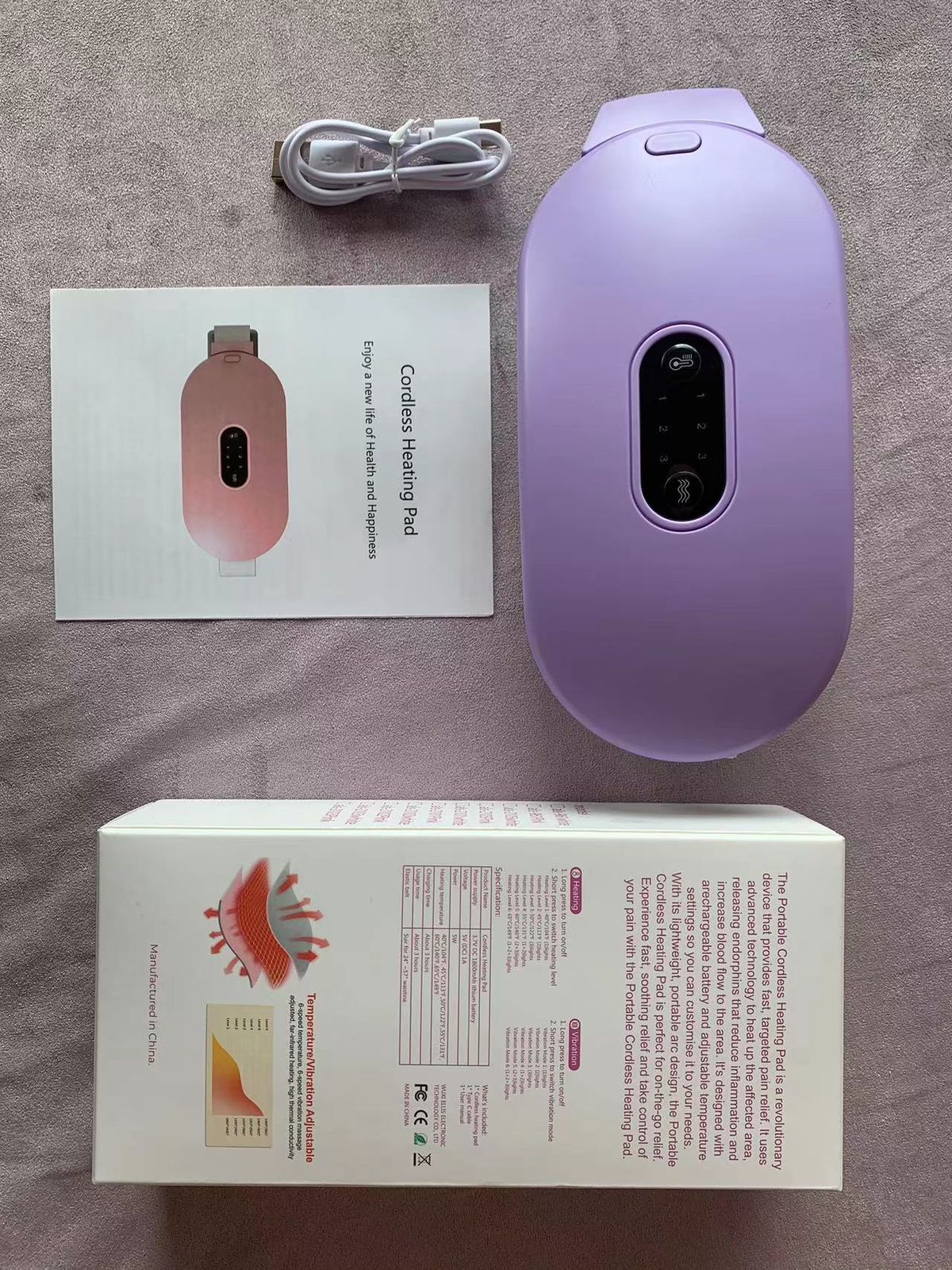 Premium Heating Belt For Women - 6-Level Warm Massage, Soft Velvet Fabric, Portable & Rechargeable, Perfect Gift For Period Comfort_voghion.com