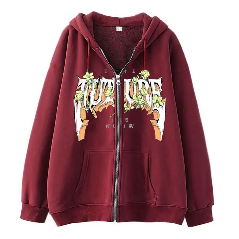 Cardigan casual con cerniera, giacca e maglione largo da uomo, alla moda e dal design semplice con stampa di lettere floreali tridimensionali._voghion.com