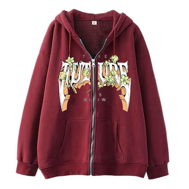 Cardigan casual con cerniera, giacca e maglione largo da uomo, alla moda e dal design semplice con stampa di lettere floreali tridimensionali._voghion.com