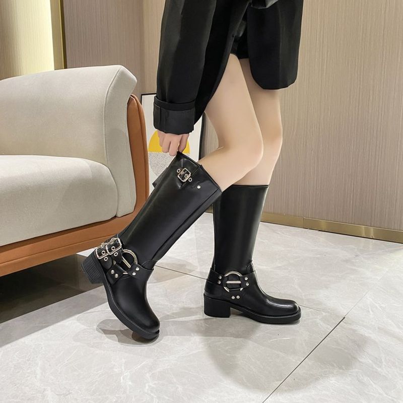 Internet Celebrity Spring & Fall New Thick Heel Over-the-knee Boots For Women British Style Fashion Boots Knight Cowboy Boots_voghion.com