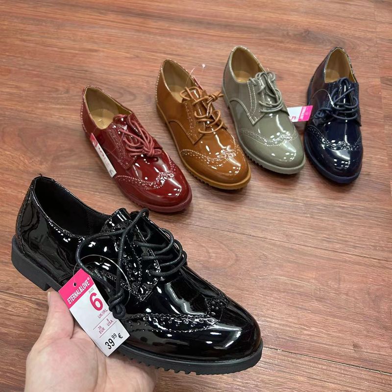 Pantofi de damă, comandă originală, pantofi brogue la modă pentru femei, cu barete la degete, lucioși, mărimi mari, pantofi de damă, mocasini_voghion.com