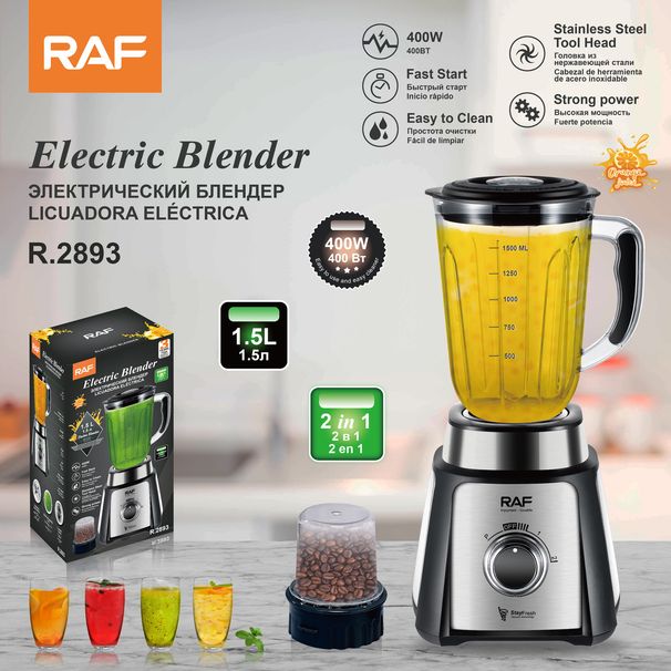 Robot da cucina 2 in 1 RAF EU Standard, frullatore da 1,5 l e spremiagrumi per frutta e verdura, piccolo elettrodomestico_voghion.com