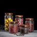 Pote de vidro martelado com tampa de madeira de acácia - recipiente hermético para café, chá, especiarias e produtos secos (padrão decorativo de floco de neve)_voghion.com