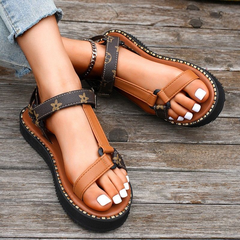 Women’s Shoes Large Size Sandals For Women Summer New Round Head Thick Bottom Buckle Strap Outdoor Casual Flat Shoes For Women_voghion.com