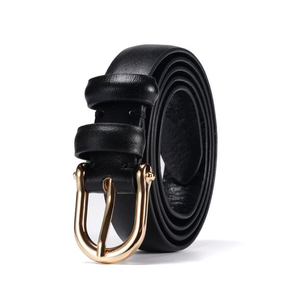 Genuine Leather Belt - Slim Head Layer Cowhide With Alloy Buckle, Elegant Needle Buckle Design For Dresses, Pants, And Office Wear, Light Luxury_voghion.com